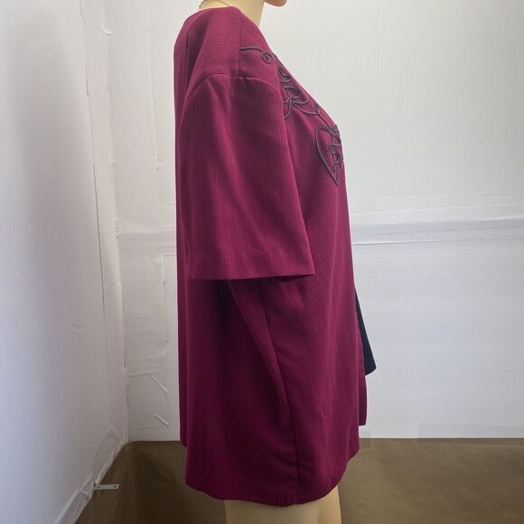 Alfred Dunner Womens  Open Front Jacket  Short Sleeve Red Size 18 Made‎ In USA - Picture 11 of 13